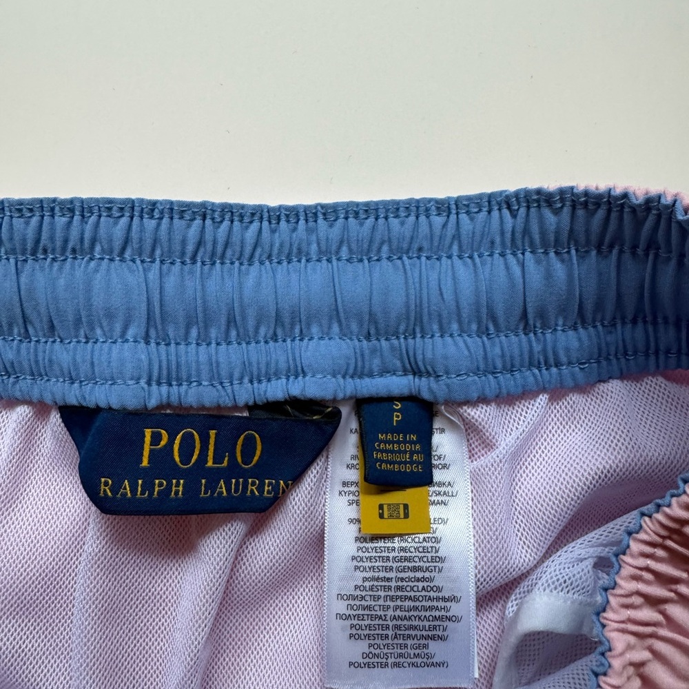 Ralph Lauren Pink and Blue Polo Swim Shorts - Picture 2 of 3